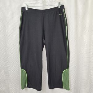Nike Black/Dark Gray Athletic Pants with Green Accents